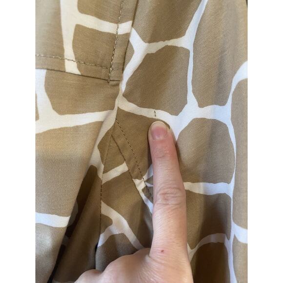 Michael Kors Double Breasted Trench Coat Tan White Mid Length Safari Animal Med - Picture 12 of 16